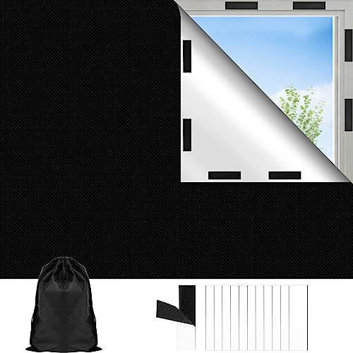 Tessuto Oscurante per Finestra, 200x150cm Tende per Interni Portatile Con 24 Adesivi Bifacciali Tagliabile Telo per Finestre, Lucernari, Camera Dei Bambini