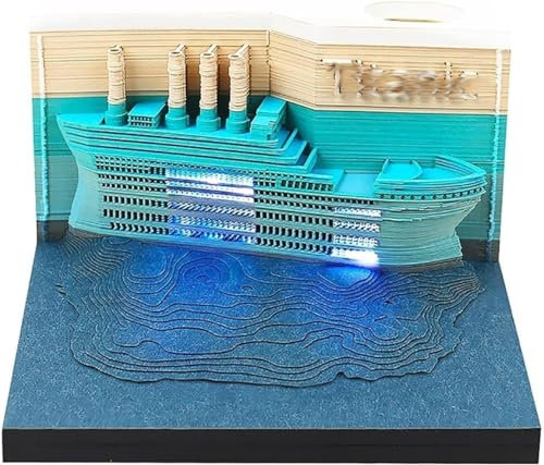 Time Piece-Kalender 2024, LED-Leuchten, Abreißkalender-Skulptur, 3D-Tischkalender, Notizblock, DIY, Papierschnitzerei, Kunsthandwerk, Desktop-Dekoration, Hausskulptur A,A