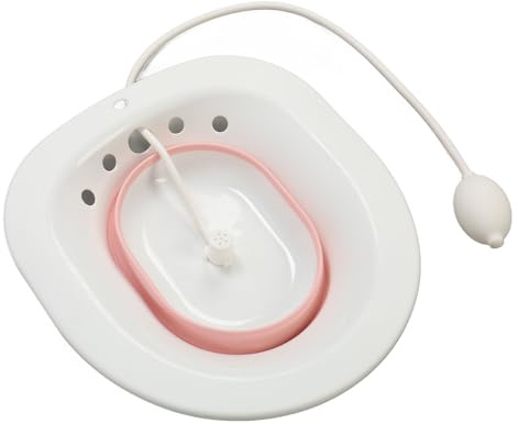 Bärbart Hopfällbart Sittbad för Hemorrojder, Vård Efter Förlossningen, Hållbara och Bekväma Material, Enkel Att Använda, Hygienisk och Bekväm med Spolfunktion (Rosa)