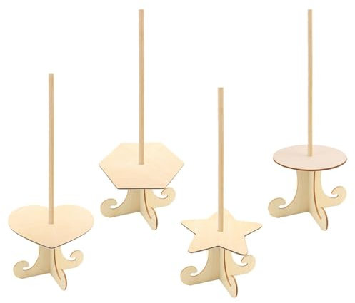 OUNONA 4 Stück Donutständer aus Holz Holztonuts Halter decoraciones para sala de casa Donut-Halter-Standparty Donut-Holzständer Donuts-Ausstellungsstand hölzern Krapfen Dekorationen Baby