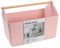 BLUE GINKGO Large Storage Basket – Plastic Caddy with Wooden Handle for Bathroom, Pantry, or Cleaning Supplies (Pink)