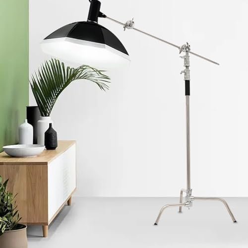 Treppiede per luce, con braccio di prolunga da 128 cm e braccio girevole, per stroboscopi, fari di luna, softbox