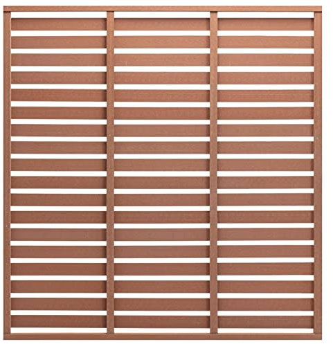 Gaseeto Elemento de valla WPC 180 x 180 cm, valla de láminas sin poste, valla de protección visual, color marrón, valla de jardín, protección contra el viento, valla para terraza y jardín