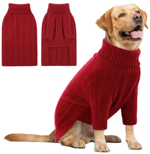 Queenmore Maglione Cane Media Taglia, Natalizio Felpa Cane Golden Retriever, Ideale per Feste (Rosso, XL)
