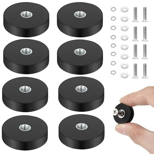 Pavlleen 8 pezzi Magneti al Neodimio Gommati,Magneti gommati resistenti,con Filettatura Esterna M4,dimensioni: diametro 22 mm,per veicoli,lampade,strumenti di collegamento,viti,ganci