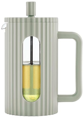 Klausberg Teezubereiter Kaffeebereiter French Press 600ml / 5 Tassen, Kaffeepresse Edelstahl filter, Kaffeekanne, Glas Teekanne, Teebereiter, Spülmaschinenfest Teekocher, matt Grün (KB-7750)