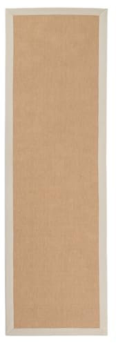 carpetfine Sisalteppich Läufer Naturfarbe 60x180 cm handgewebt mit Bordüre aus Baumwolle in Creme | Rutschfester Flachgewebe Teppichläufer Uni aus Naturfasern für Wohnzimmer, Schlafzimmer