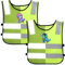 Gilet di Sicurezza per Bambini Set di 2 - Gilet Riflettenti con Design di Dinosauro in Azzurro e Rosa, Visibilità 360°, Ideale per Scuola, Sport e Attività All'aperto, Gilet per Feste di Compleanno