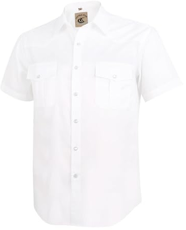 Dctop Chemise Homme Manches Courtes Coupe Regular Fit - Chemise de Loisirs Unie, Respirante et Facile d'entretien