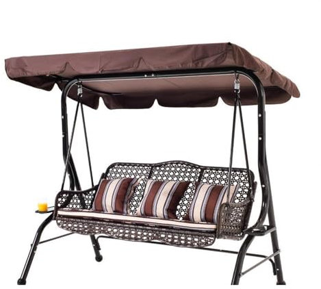 TYBEITAO Tela Oxford Recubierta De Plata 600D Toldo Balancin De Jardin Resistente ai Viento Y ai Desgarro Cubierta De Porche,Brown-195 * 125 * 15cm