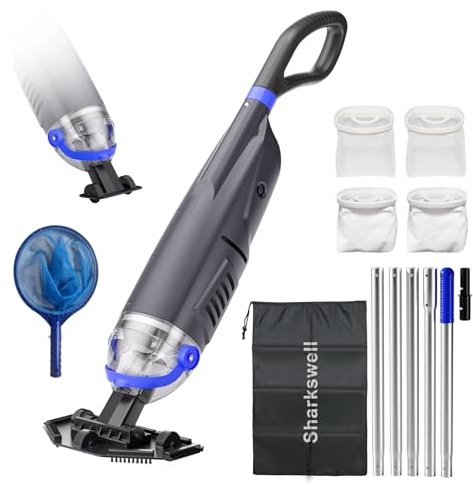 Sharkswell Poolsauger Akku, Bodensauger Absaugung bis zu 6000L/H (Grau)