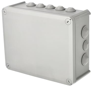 EDO Boîte de Dérivation Étanche IP66 240x190x95 mm Grise - Couvercle à Vis - Boîtier Halogène-Free pour Montage en Saillie, Résistant aux UV - Boîtier de Connexion pour Intérieur et Extérieur