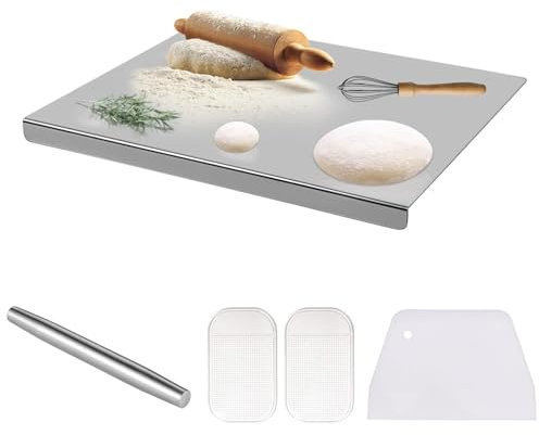 304 Planches À Découper, Extra Large Tranchoir en Acier Inoxydable, Conseil De Cuisson, Planche À Découper Lourde for La Cuisine, Pâtisserie Conseil for La Viande, Légumes,40x60cm/15.7Lx23.6W