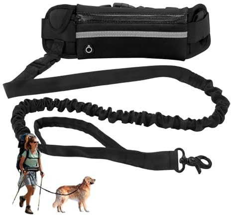 Galenecx Guinzaglio da Jogging, Guinzaglio Mani Libere Per Cani, Belt Regolabile da Corsa, con Cuciture Riflettenti, Passeggiate e Formazione per Medium Cani Grande