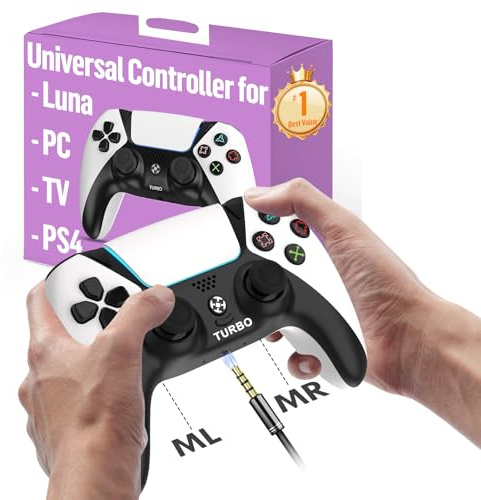 Enstixsm Universal for Luna Controllers,Wireless Remote for PC Fire Stick TV PS4 Steam Phone Tablet,Game Control with 2 Back Paddles and Turbo,Great Value Replacement for PC Controller
