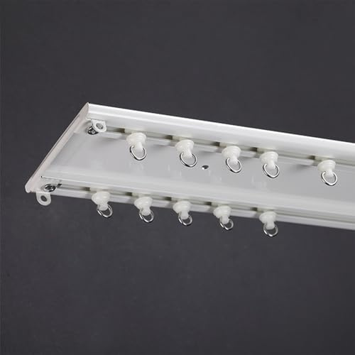 Bastone per tenda a doppio binario in alluminio, sistema di tende scorrevoli ultra sottili, per finestre a battente dell'ospedale del soggiorno (bianco L: 330 cm)