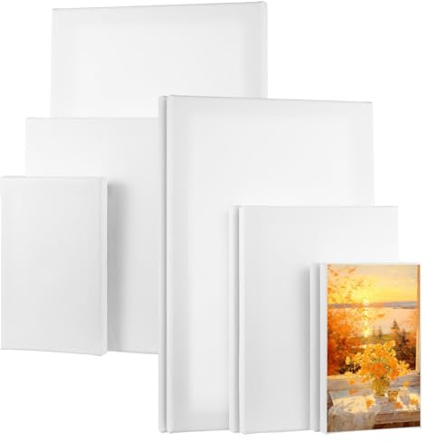 9 stycken små målardukar för målning 30 x 20 cm 20 x 15 cm 15 x 10 cm, kilram canvas-set, bomullsdukar för målning, vita canvasdukar för akrylfärger oljemålningar hantverkare konstnärer (B)