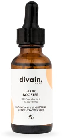 Glow Booster 30ml | Siero Illuminante e Antiossidante con Vitamina C, Acido Ialuronico e Vitamina E, Potenziatore di Luminosità | Vegano | divain.Care
