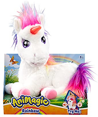 Animagic Rainbow My Glowing Unicorn, Kuscheltier ab 2 Jahren, Einhorn Plüschtier