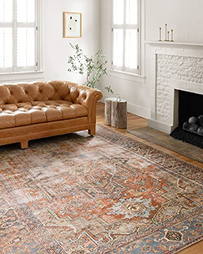 Loloi Loren Collection LQ-15 Terracotta/Sky 5'-0 x 7'-6 Area Rug