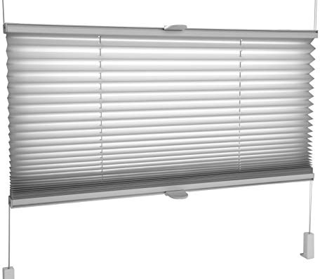 Tropik Home Pleated Blinds 18 Width Sizes, 6 Colours Easy Fit Install Plisse Conservatory Blinds, Grey, 50cm Wide by 150cm Drop