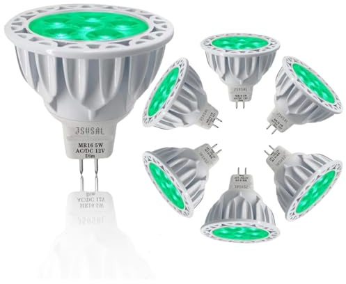 JSVSAL LED-Leuchtmittel, MR16, GU5.3, dimmbar, 5 W, entspricht 50 W Halogen, AC/DC 12 V Niederspannung, 40 Grad Strahler für Landschaft, Hof, Garten, Baum, Pool, Urlaub, Beleuchtung, 6 Stück