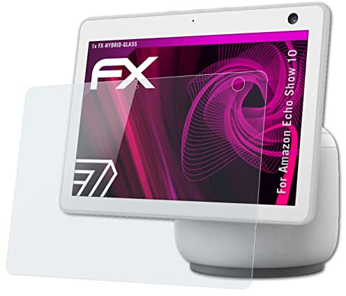atFoliX Glasfolie kompatibel mit Amazn Echó Show 10 Displayfolie, 9H Hybrid-Glass FX Schutzpanzer Folie