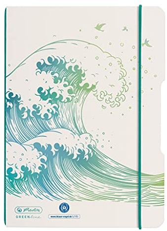 Herlitz 50033669 Notizheft flex, A5, 40 Blatt, punktiert, Motiv: GREENline Welle, 1 Stück