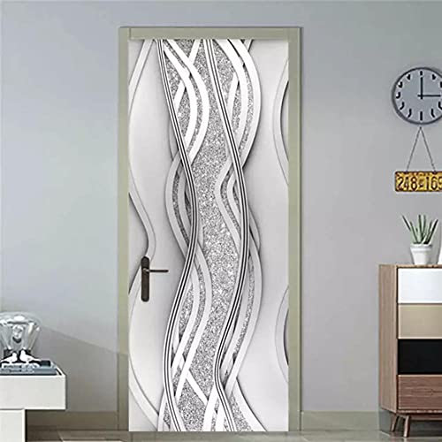 Stickers Porte Affiche 3D Trompe Loeil Effet Auto Adhésif PVC Muraux Imperméable Sticker Murales Autocollants Affiches Art Décor,Diamant d'argent de simulation de ligne42.5 X 200 cm*2 rouleaux