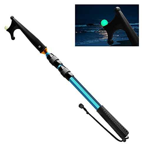 KOMCLUB Teleskop Bootshaken Aluminium Leichtgewicht Push Pole Mehrzweck Ausziehbare Stange rutschfesten Gummigriff mit leuchtenden Perlen Kunststoffhaken und Lanyard für Docking und Mooring