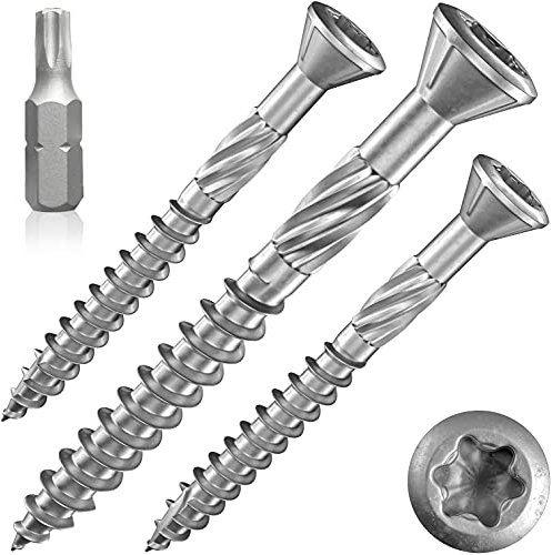 INNONEXXT Tornillos para terraza Muesca de corte Torx | C1-5,0x50mm - 200 piezas | Tornillos para tarimas de acero inoxidable de primera calidad con recubrimiento deslizante, tornillo tarima madera
