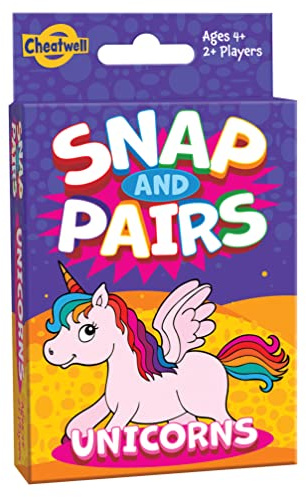 Cheatwell Games Snap + Pairs Unicorn Card Game - Classic Fun Game Of Snap With A Pairs Memory Game - For Ages 4 And Over, Red