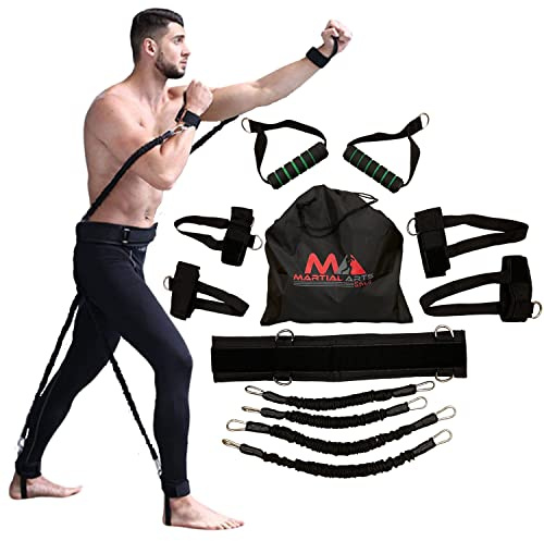 Fasce di resistenza per arti marziali e arti marziali, allenamento a casa per pugni/calci, fasce per esercizi da 68 kg, allenamento completo per il fitness per migliorare potenza (nera)