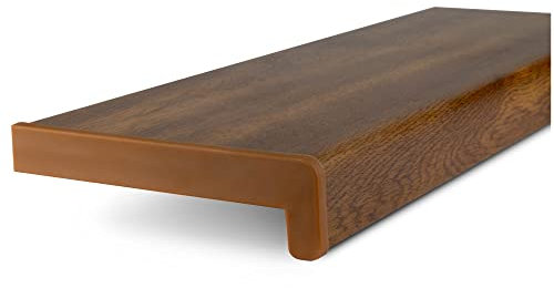 TJ Fensterbank Innen Kunststoff Eiche Gold Optik / 10 x 50 cm Fensterbank inkl. Seitenabschluss/PVC Fensterbank nach Maß/Fensterbank Innen kratzfest und feuchtigkeitsundurchlässig