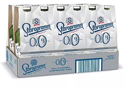 Staropramen 0.0% Alcohol Free Lager 24 x 330 ml (bottles)