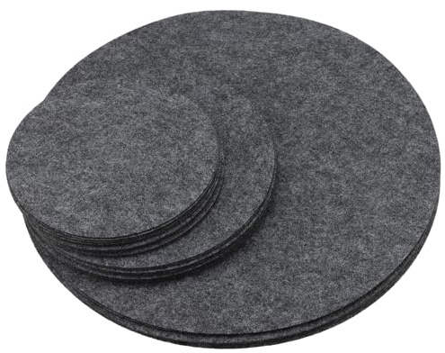 PUCSIQ 30 Pezzi Sottobicchieri in Feltro Rotondi per Vasi, 12 cm, 15 cm, 25 cm, Sottobicchiere in Vetro di Design in Grigio, per Piatti, Vasi, Padelle, Pentole e Ciotole