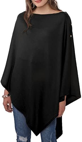 DiaryLook Kaschmir-Feeling gestrickter Poncho Damen Elegant, Langer Cape Damen Poncho für Frauen, weiche Knöpfe, Leichter Wickel Schal Cardigan für Frühling, Sommer, Winter Geschenk für Frauen
