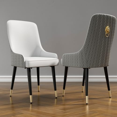 FATIVO Set di 2 Sedie da pranzo in Ecopelle Antigraffio: con Testa di Leone Design Sedie cucina Moderne Comodo imbottite - Facile da Pulire per famiglie sala da pranzo Facile assemblaggio