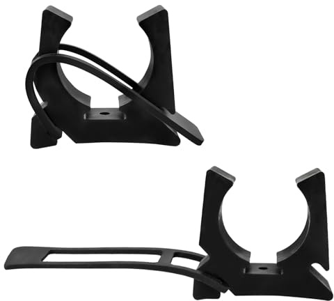 Black Rubber Spring Clamp Oar & Pole Holders with Rubber Strap, Marine Spring Clips Quick Release Boat Hook Holders Set for Gaff, Anchor, Oar, Paddle, Push Pole, Pack of 2