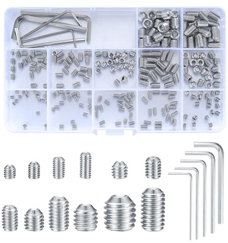 240 Pcs Set Screws Assortment Kit (M3, M4, M5, M6, M8) with Allen Keys–Durable Metric Cup Point 304 Stainless Steel for Bathroom Fixtures, Light Fixture Screws,Door Knobs, Faucets, Plumbing, and More