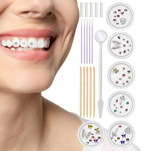 Zahn-Edelsteine – Professionelles Zahnstein-Set | Kreatives Zahn-Edelstein-Set für Zähne, Kristalle, Schmuck, Zähne, Edelsteine, professionelles Zahn-Edelstein-Set für strahlendes Lächeln