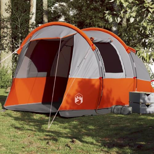 Tino Tech 455 x 265 x 194 cm - Tente tunnel d'extérieur pour 4 personnes - Coupe-vent - Tente familiale - Grande tente à lancer - Tente de festival - Tente de trekking pour famille - Polyester gris et
