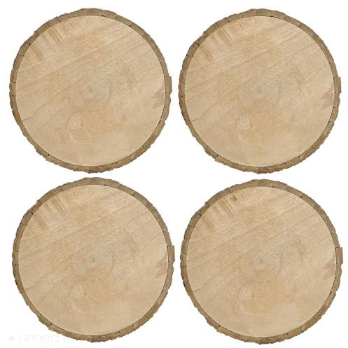 Lot de 4 dessous d'assiette en rondin de bois rond 30 cm collection BARK