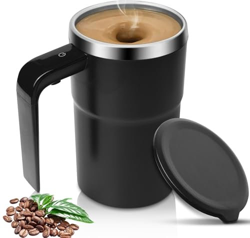 Tasse à Mélanger Automatique 380 ml avec Couvercle - Mélangeur Magnétique Rechargeable par USB, Lavable pour Café