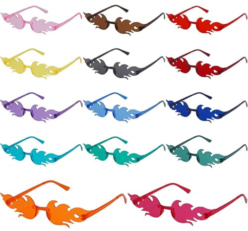 Vookkp 14 Pares Gafas de Fiesta Divertidas, Transparentes Color Hippy Llama Gafas de Sol sin Marco Para Despedida de Soltera Fiesta de Cumpleaños Carnaval Navidad