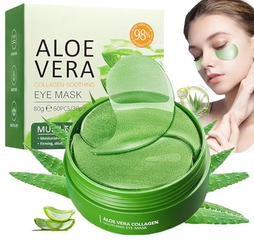 60 Pezzi Patch Occhi con Aloe Vera e Collagene,Maschera Idratante Anti-Occhiaie,Anti-Borse,Anti-Rughe,Cura Contorno Occhi Uomo Donna