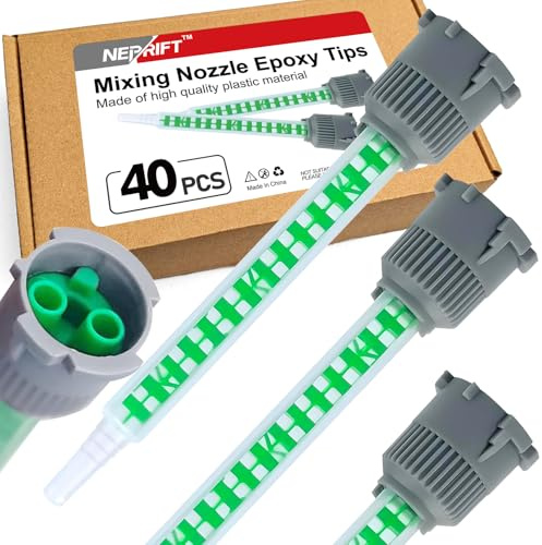 40 Pcs Epoxy Adhesive Mixing Nozzle Tip Resin Mixer Adhesive Gun Applicatior for 50ml/1.7oz(1:1 & 2:1 Ratio),for DIY Craft Resin Projects and Household Glue Repair Works