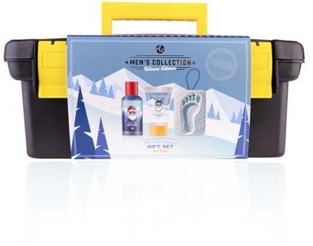 Accentra Geschenkset für Männer MEN'S COLLECTION WINTER EDITION in kleinem Werkzeugkoffer, inkl. Shampoo & Duschgel, Aftershave-Balsam, Seife mit Kordel, Wellness Pflegeset Weihnachten Herren