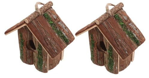 HANABASS 2pièces Nichoir Suspendu Bois pour Colibris Villa à Oiseaux Rustique Décoration Extérieure pour Jardin Et Terrasse
