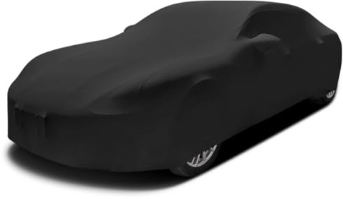 Asasytal Housses pour Auto de Sport Intérieur Complète Bâche, Tissu élastique en Velours Doux, Respirant Anti-Poussière et Anti-Rayures pour Le Garage Souterrain/Auto Show, L3.9-4.2M, Noir